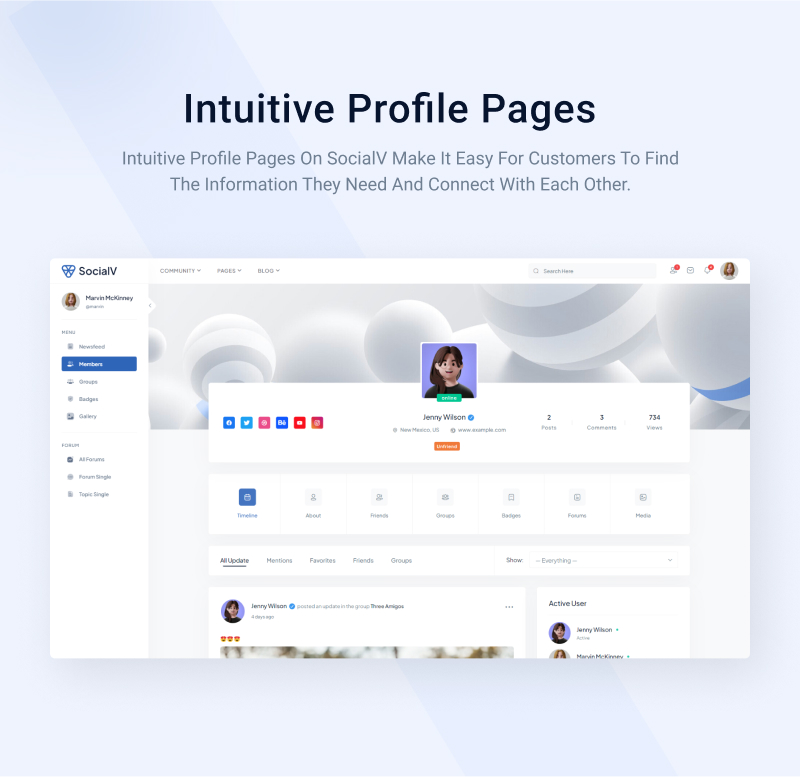 Social Network Community BuddyPress Theme | SocialV | Iqonic Design