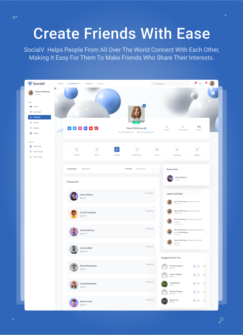 Social Network Community BuddyPress Theme | SocialV | Iqonic Design