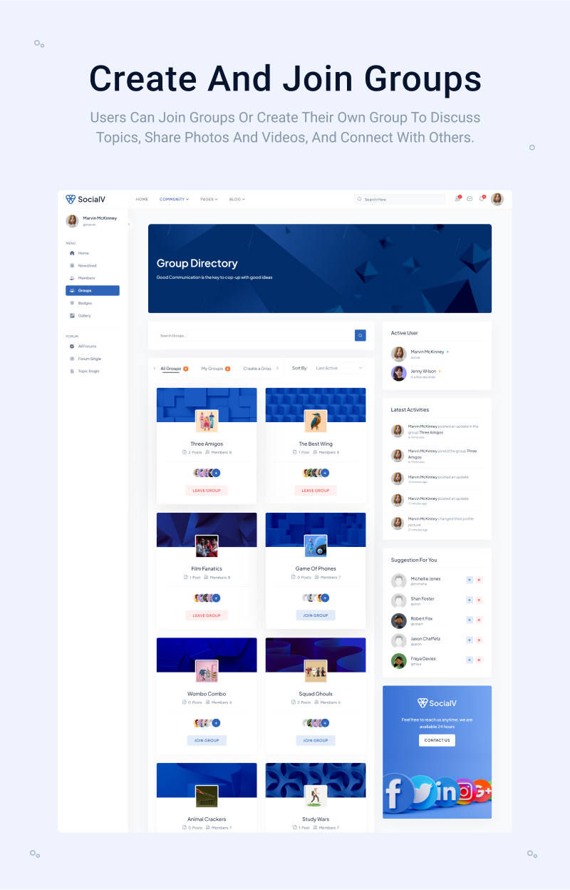 Social Network Community BuddyPress Theme | SocialV | Iqonic Design