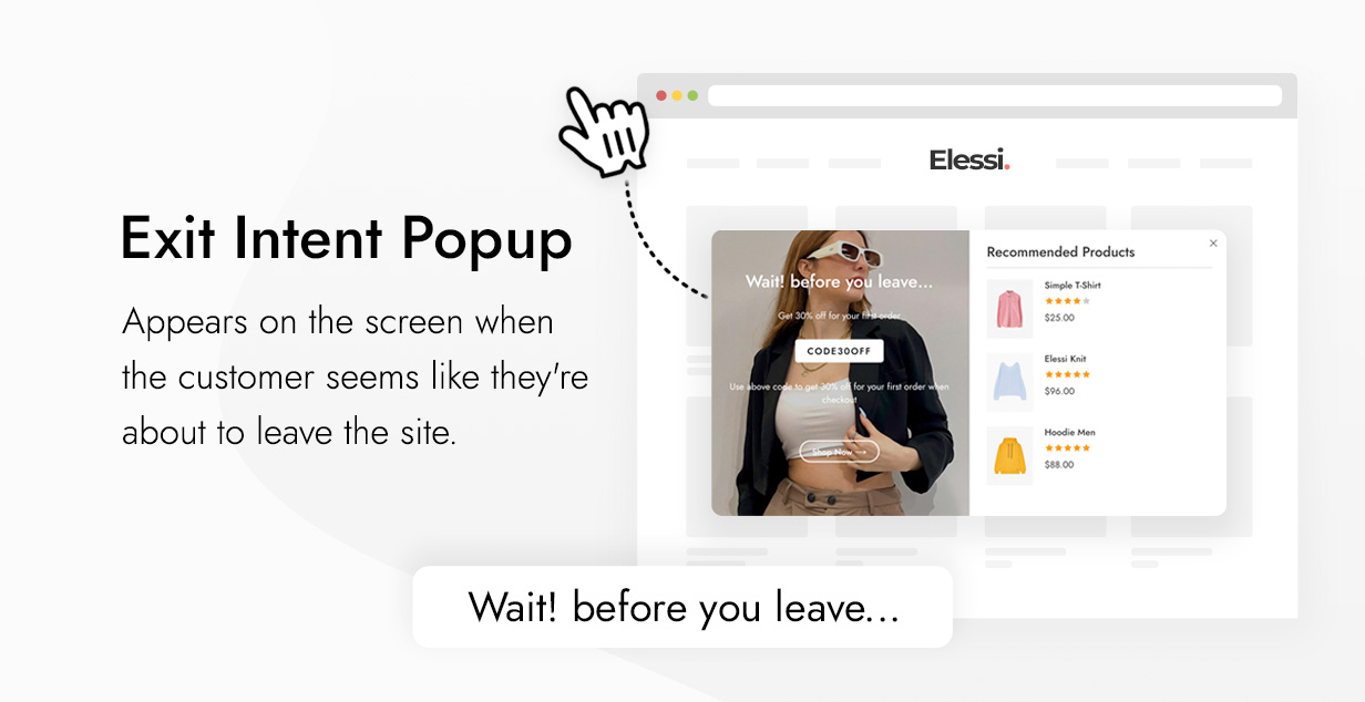Elessi - WooCommerce AJAX WordPress Theme - Exit Intent Popup